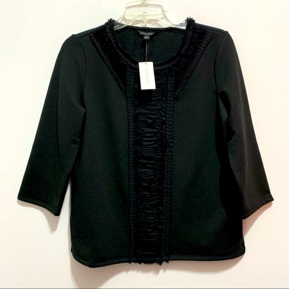 🆕 Banana Republic Women’s Ruffle Front Sweatshirt 3/4 Sleeve Scoop Neck - Picture 1 of 7